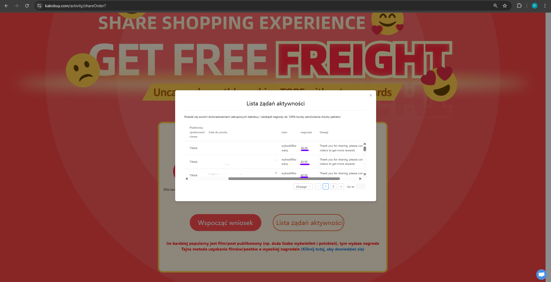 Tracking Kakobuy nagrody